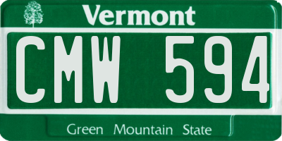 VT license plate CMW594