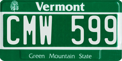 VT license plate CMW599
