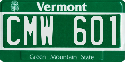 VT license plate CMW601