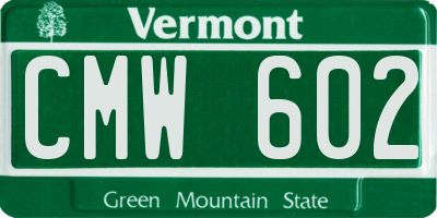 VT license plate CMW602