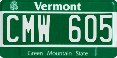 VT license plate CMW605