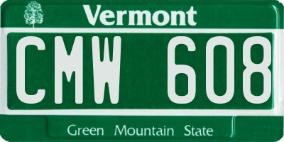 VT license plate CMW608