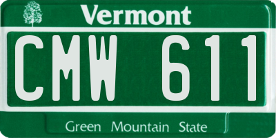 VT license plate CMW611