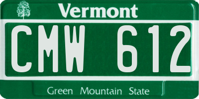 VT license plate CMW612
