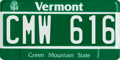 VT license plate CMW616