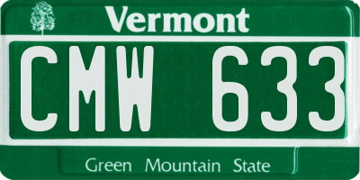 VT license plate CMW633