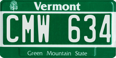 VT license plate CMW634