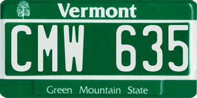 VT license plate CMW635