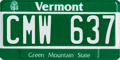 VT license plate CMW637