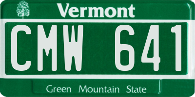 VT license plate CMW641