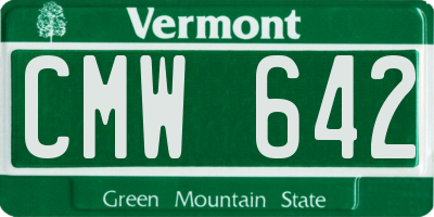 VT license plate CMW642