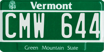 VT license plate CMW644
