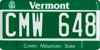 VT license plate CMW648