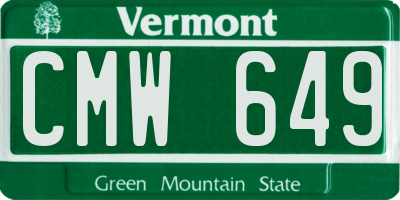 VT license plate CMW649