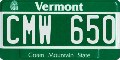 VT license plate CMW650