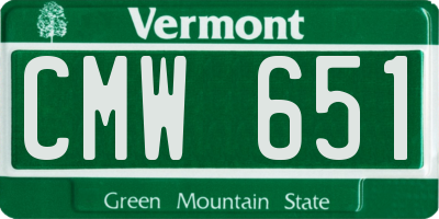 VT license plate CMW651