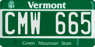 VT license plate CMW665