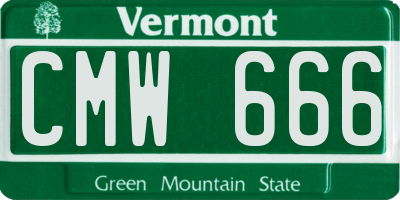 VT license plate CMW666