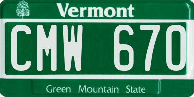 VT license plate CMW670