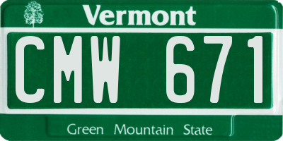 VT license plate CMW671