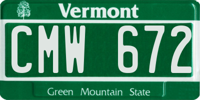 VT license plate CMW672