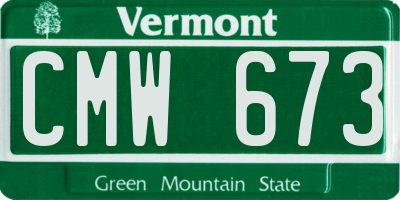 VT license plate CMW673
