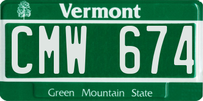 VT license plate CMW674