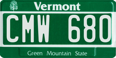 VT license plate CMW680