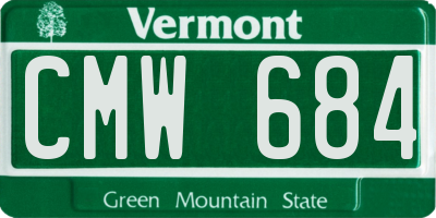 VT license plate CMW684