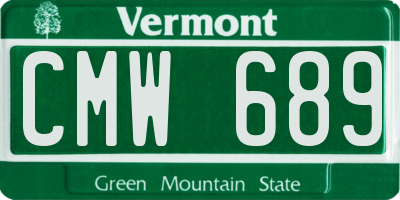 VT license plate CMW689