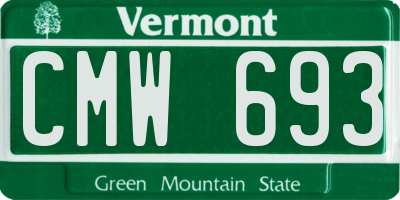 VT license plate CMW693