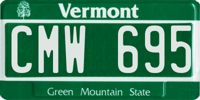 VT license plate CMW695