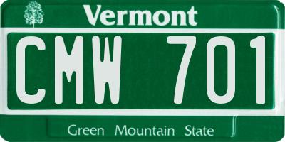 VT license plate CMW701