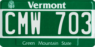 VT license plate CMW703