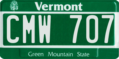 VT license plate CMW707