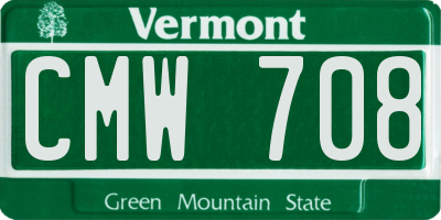 VT license plate CMW708