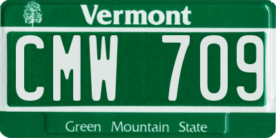 VT license plate CMW709