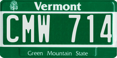 VT license plate CMW714