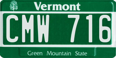 VT license plate CMW716