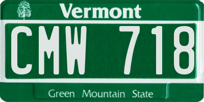 VT license plate CMW718
