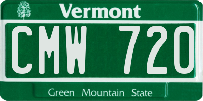 VT license plate CMW720