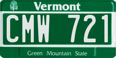VT license plate CMW721