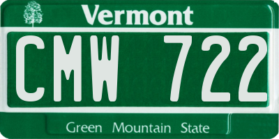 VT license plate CMW722