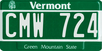 VT license plate CMW724