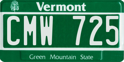 VT license plate CMW725