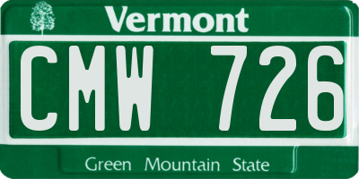 VT license plate CMW726