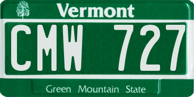 VT license plate CMW727