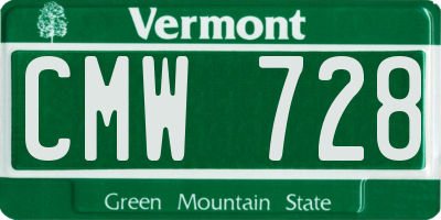 VT license plate CMW728