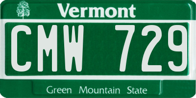 VT license plate CMW729