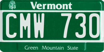 VT license plate CMW730